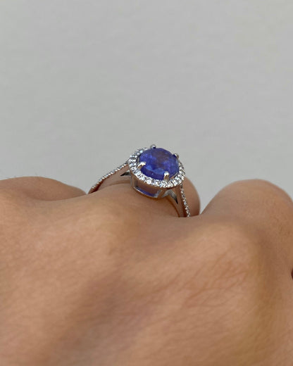 Bague Marguerite Tanzanite 2.60 carats &amp; 36 Diamants &quot;Zaelle&quot; - Elliade Paris