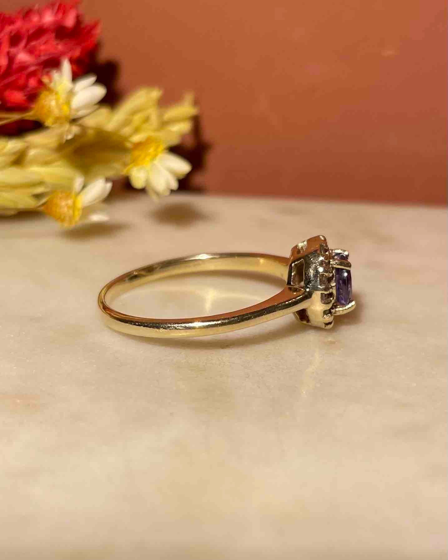 Bague Marguerite Tanzanite &amp; Diamants "Araly" - Elliade Paris