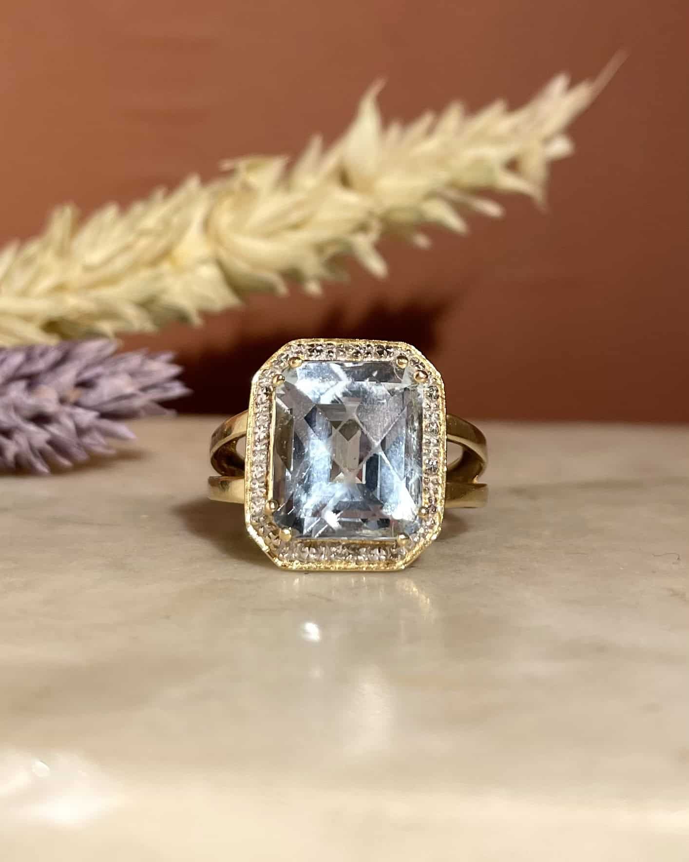 Bague Art-Déco Topaze 6.50 Carats &amp; Diamants "Selenia"