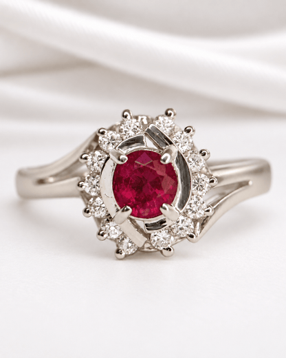 Bague Marguerite Tourbillon Rubis &amp; Diamants "Sydney" - Elliade Paris