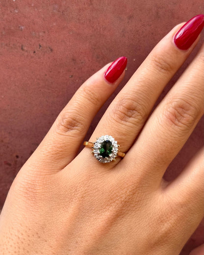 Bague Marguerite Tourmaline 0.73 carat &amp; Diamants 4.16g "Valentin" - Elliade Paris