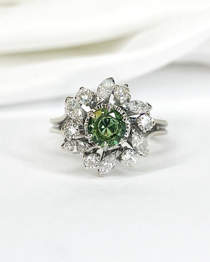 Bague Marguerite Tourmaline 0.91 carat &amp; Diamants 0.66 carat "Joanne" - Elliade Paris