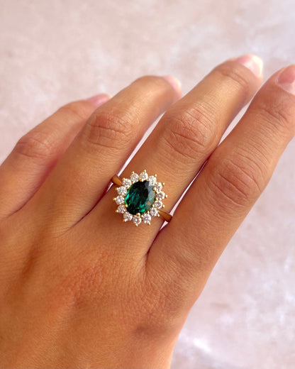 Bague Marguerite Tourmaline 1.90 carat &amp; Diamants 0.70 carat 5,26g "Manuella" - Elliade Paris