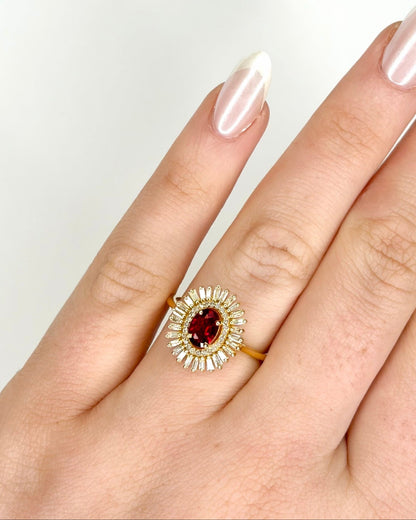 Bague Marguerite Tourmaline Brésilienne 0.44 carat &amp; Diamants 0.38 carat "Maya" - Elliade Paris