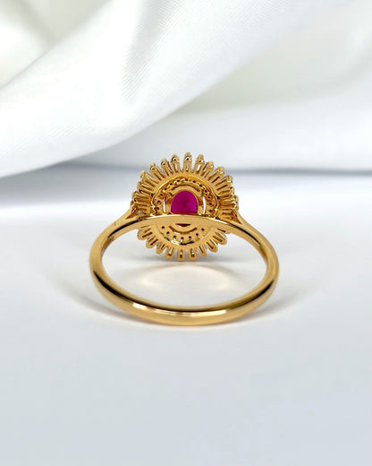 Bague Marguerite Tourmaline Brésilienne 0.44 carat &amp; Diamants 0.38 carat "Maya" - Elliade Paris