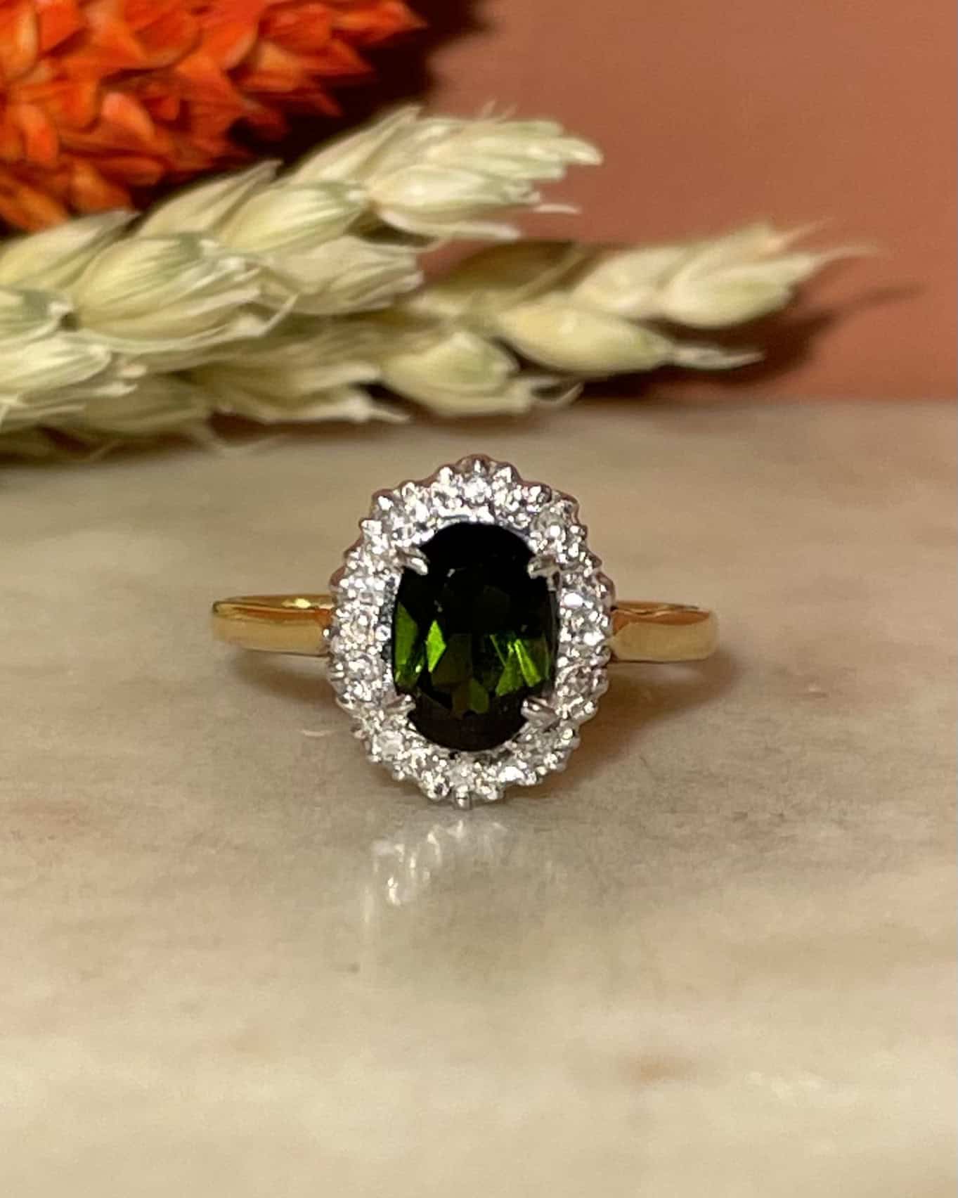 Bague Marguerite Tourmaline &amp; Diamants "Abbie" - Elliade Paris