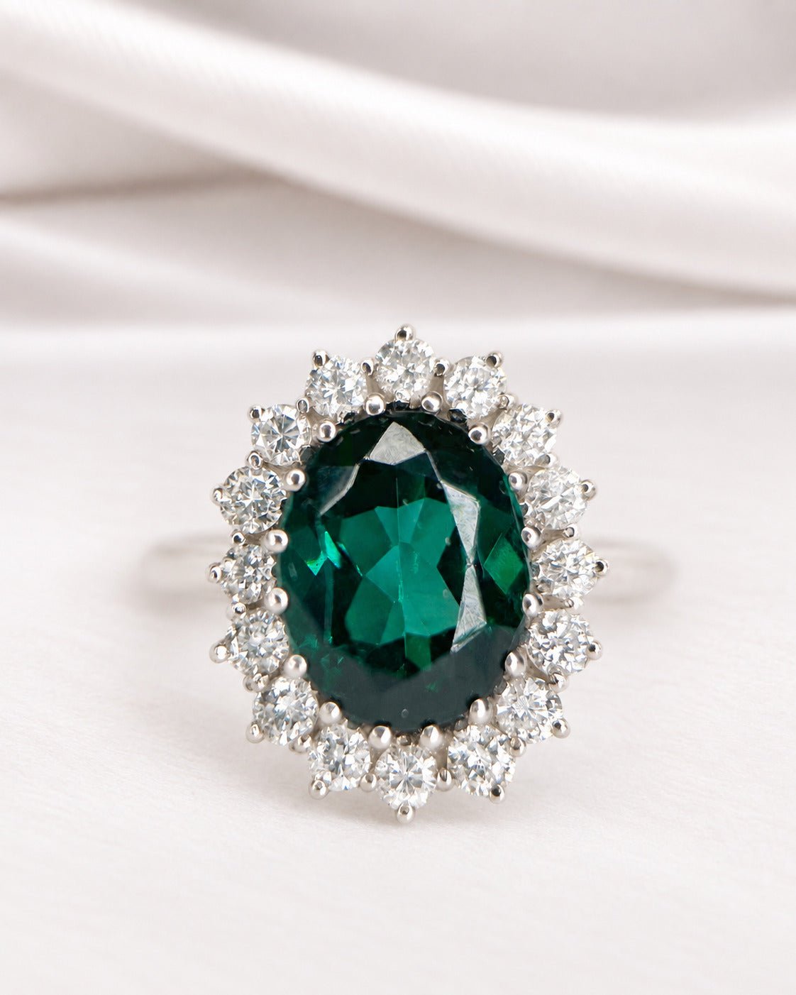 Bague Marguerite Tourmaline Indigolite 2.80 carats &amp; Diamants 0.80 carat 5.83g "Cyrielle" - Elliade Paris