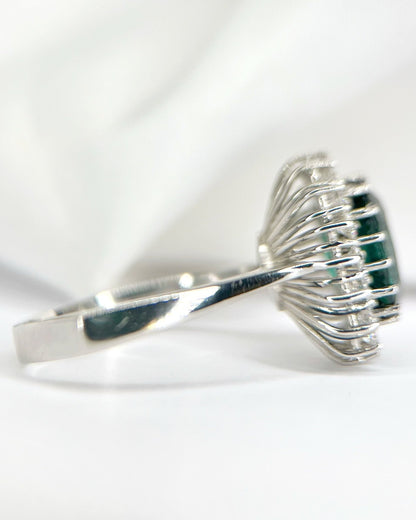 Bague Marguerite Tourmaline Indigolite 2.80 carats &amp; Diamants 0.80 carat 5.83g "Cyrielle" - Elliade Paris