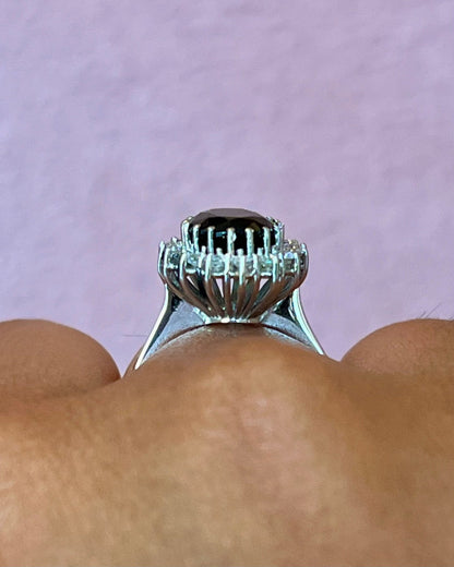 Bague Marguerite Tourmaline Indigolite 2.80 carats &amp; Diamants 0.80 carat 5.83g "Cyrielle" - Elliade Paris