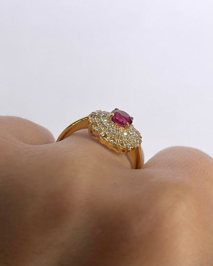Bague Marguerite Tourmaline Rose 0.30 carat &amp; Diamants 0.60 carat "Belinda" - Elliade Paris