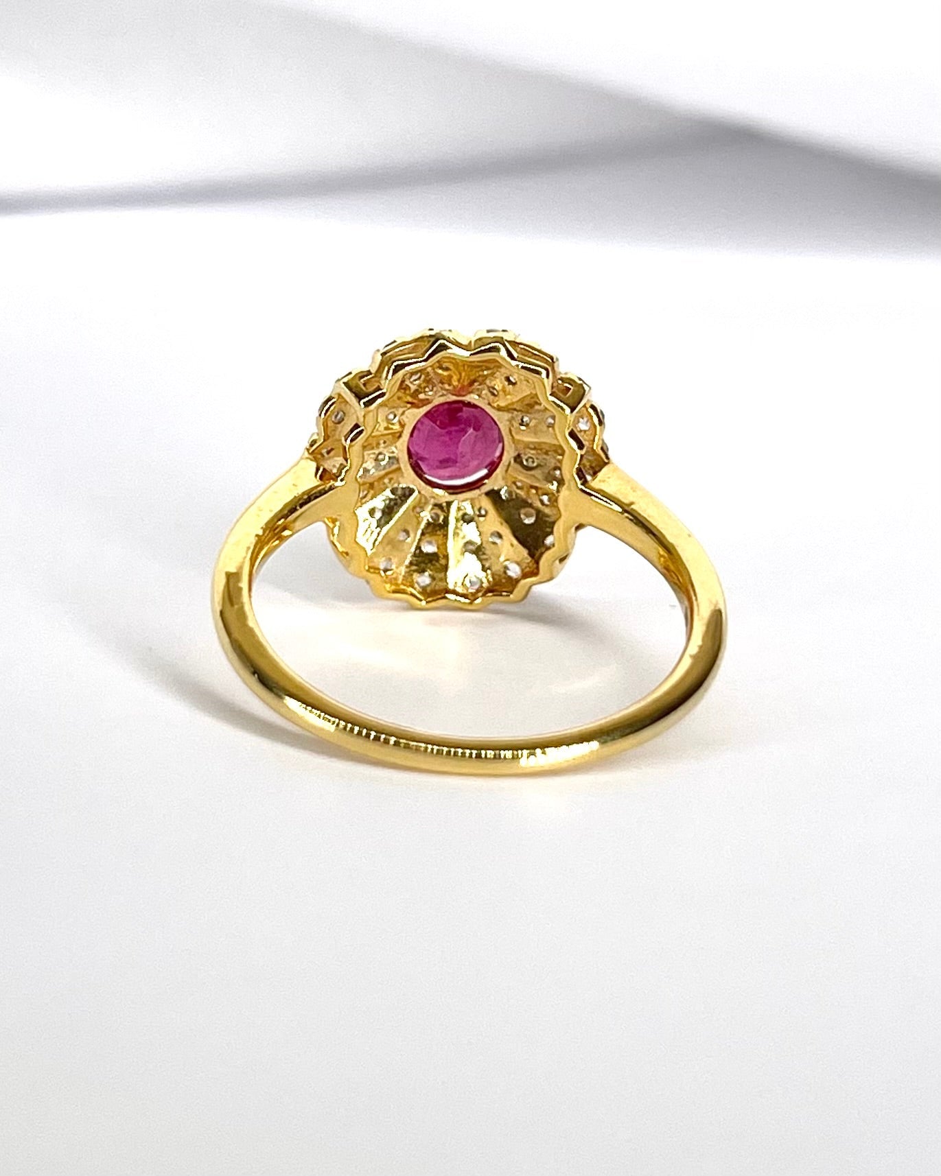 Bague Marguerite Tourmaline Rose 0.30 carat &amp; Diamants 0.60 carat "Belinda" - Elliade Paris