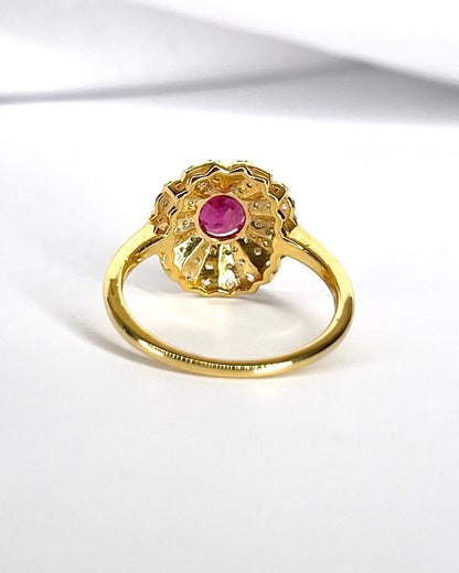 Bague Marguerite Tourmaline Rose 0.30 carat &amp; Diamants 0.60 carat "Belinda" - Elliade Paris