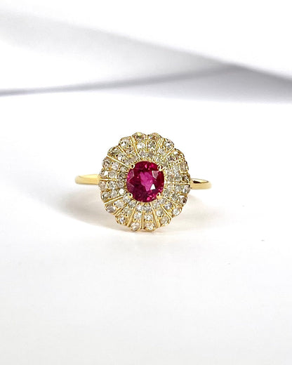 Bague Marguerite Tourmaline Rose 0.30 carat &amp; Diamants 0.60 carat "Belinda" - Elliade Paris