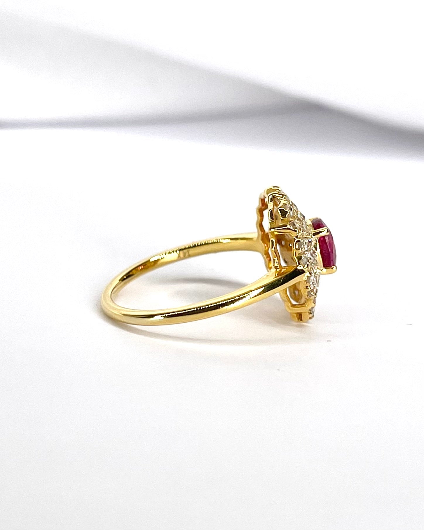 Bague Marguerite Tourmaline Rose 0.30 carat &amp; Diamants 0.60 carat "Belinda" - Elliade Paris