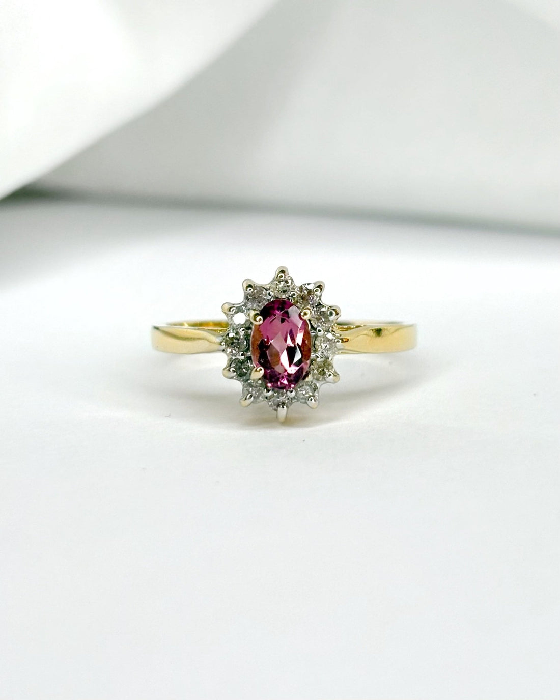 Bague Marguerite Tourmaline Rose 0.45 carat &amp; 12 Diamants &quot;Rachel&quot; - Elliade Paris