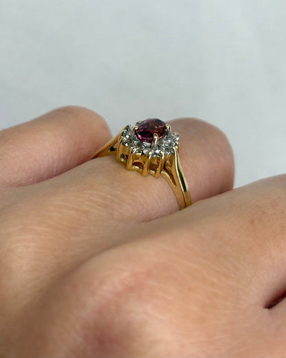 Bague Marguerite Tourmaline Rose 0.45 carat &amp; 12 Diamants &quot;Rachel&quot; - Elliade Paris