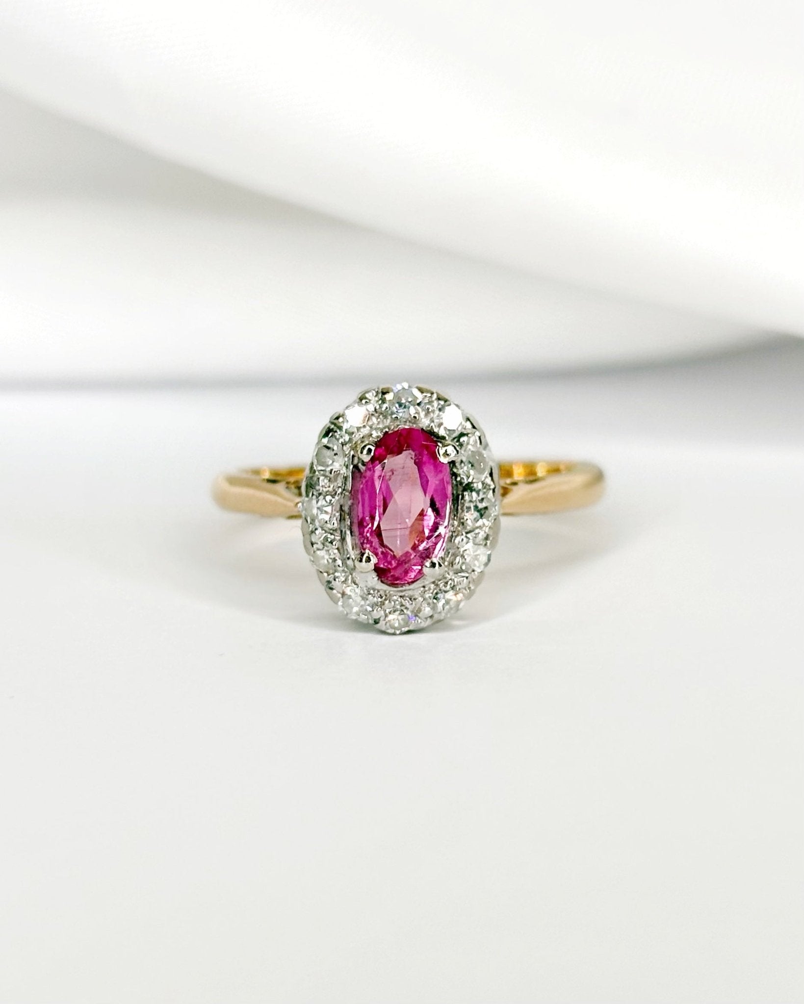 Bague Marguerite Tourmaline Rose 0.48 carat &amp; Diamants 0.24 carat "Lilia" - Elliade Paris