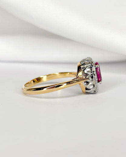 Bague Marguerite Tourmaline Rose 0.48 carat &amp; Diamants 0.24 carat "Lilia" - Elliade Paris