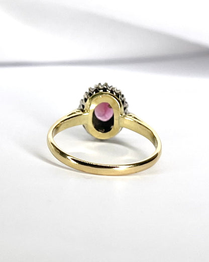 Bague Marguerite Tourmaline Rose 0.85 carat &amp; Diamants 0.30 carat "Cornelia" - Elliade Paris