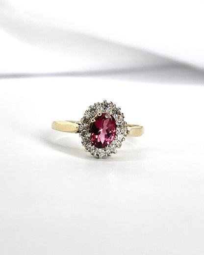 Bague Marguerite Tourmaline Rose 0.85 carat &amp; Diamants 0.30 carat "Cornelia" - Elliade Paris