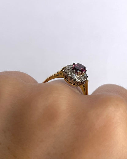 Bague Marguerite Tourmaline Rose 0.85 carat &amp; Diamants 0.30 carat "Cornelia" - Elliade Paris