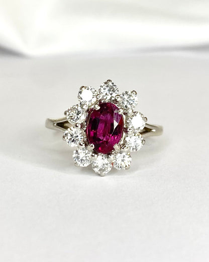 Bague Marguerite Tourmaline Rose 0.95 carat &amp; Diamants 0.90 carat "Coralie" - Elliade Paris