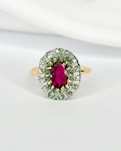 Bague Marguerite Tourmaline Rose 1.10 carat &amp; Diamants "Nirina" - Elliade Paris