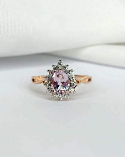 Bague Marguerite Tourmaline Rose 1.30 carat &amp; 14 Topazes Blanches &quot;Ginevra&quot; - Elliade Paris