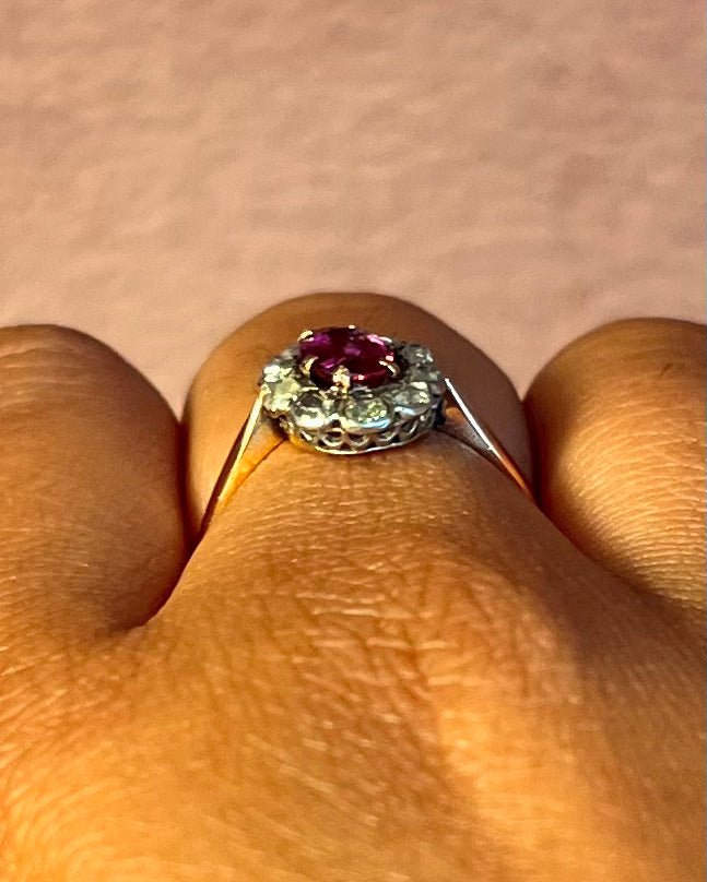 Bague Marguerite Tourmaline Rose &amp; Diamants "Sandy" - Elliade Paris