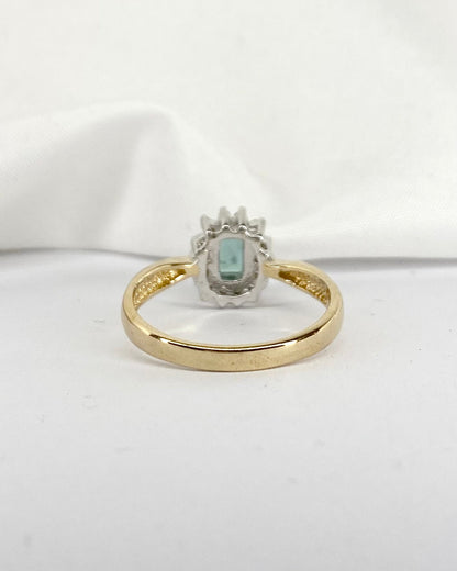 Bague Marguerite Tourmaline Verte 0.64 carat &amp; 14 Diamants &quot;Hawa&quot; - Elliade Paris