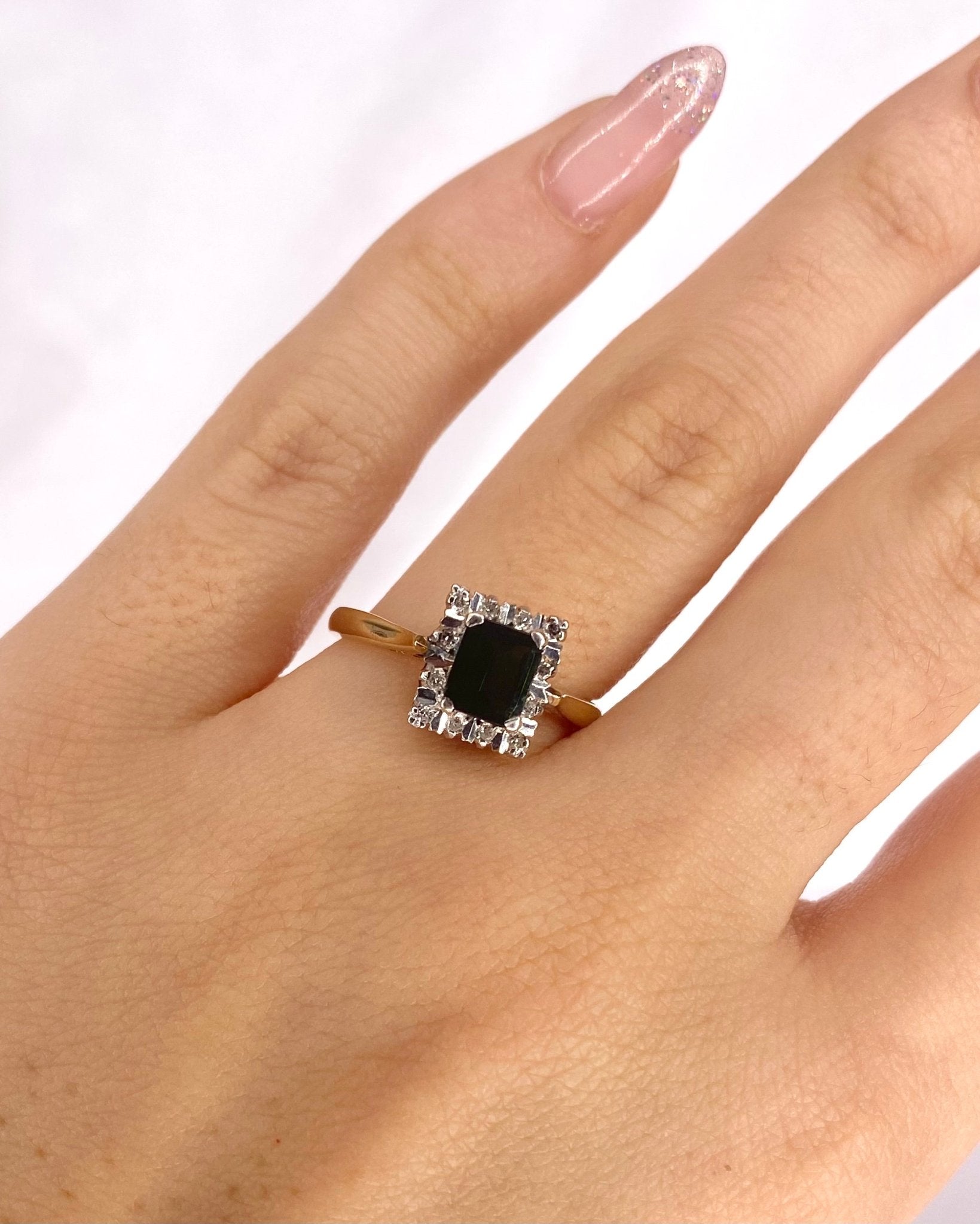 Bague Marguerite Tourmaline Verte 0.76 carat &amp; Diamants "Eddy" - Elliade Paris