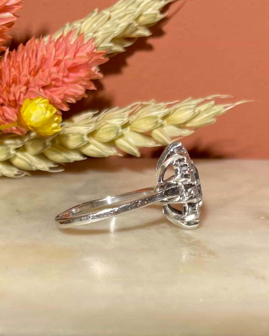Bague Marguerite Aigue-Marine &amp; Diamants &quot;Cassandra&quot;