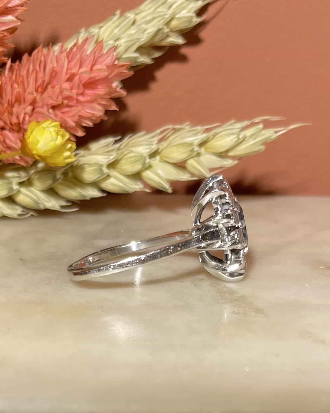 Bague Marguerite Aigue-Marine &amp; Diamants "Cassandra"