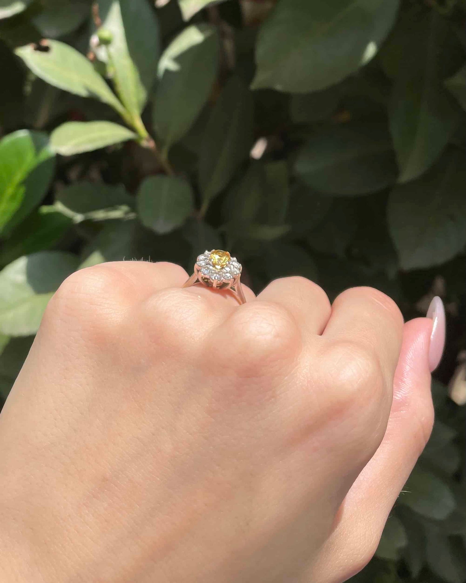 Bague Marguerite Citrine 0.75 carat &amp; Diamants 0.70 carat &quot;Cherish&quot;