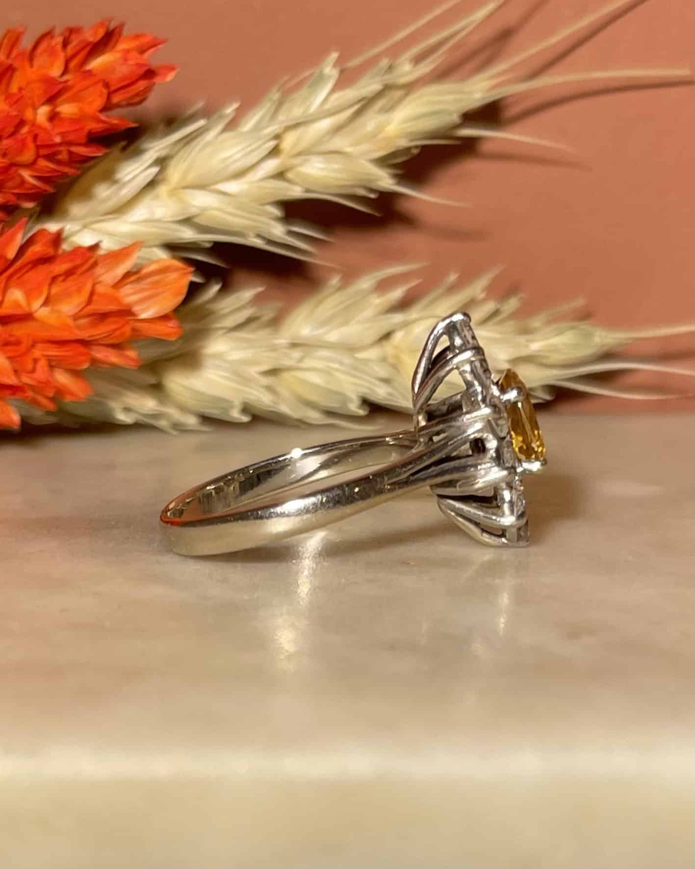 Bague Marguerite Citrine 0.75 carat &amp; Diamants 0.70 carat &quot;Cherish&quot;