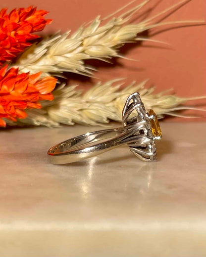 Bague Marguerite Citrine 0.75 carat &amp; Diamants 0.70 carat &quot;Cherish&quot;