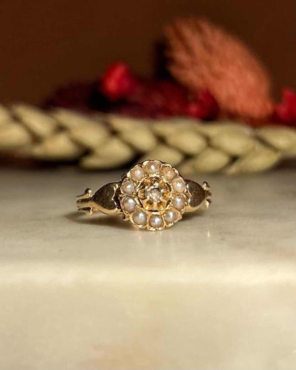 &quot;Odessa&quot; Diamond &amp;amp; Pearl Daisy Ring