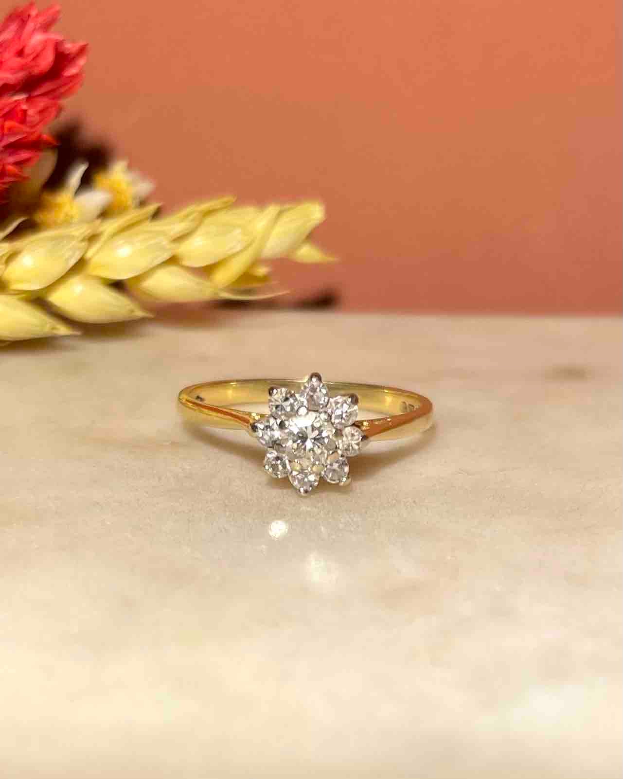 Bague Marguerite Vintage Diamants 0.31 carat "Joia" - Elliade Paris