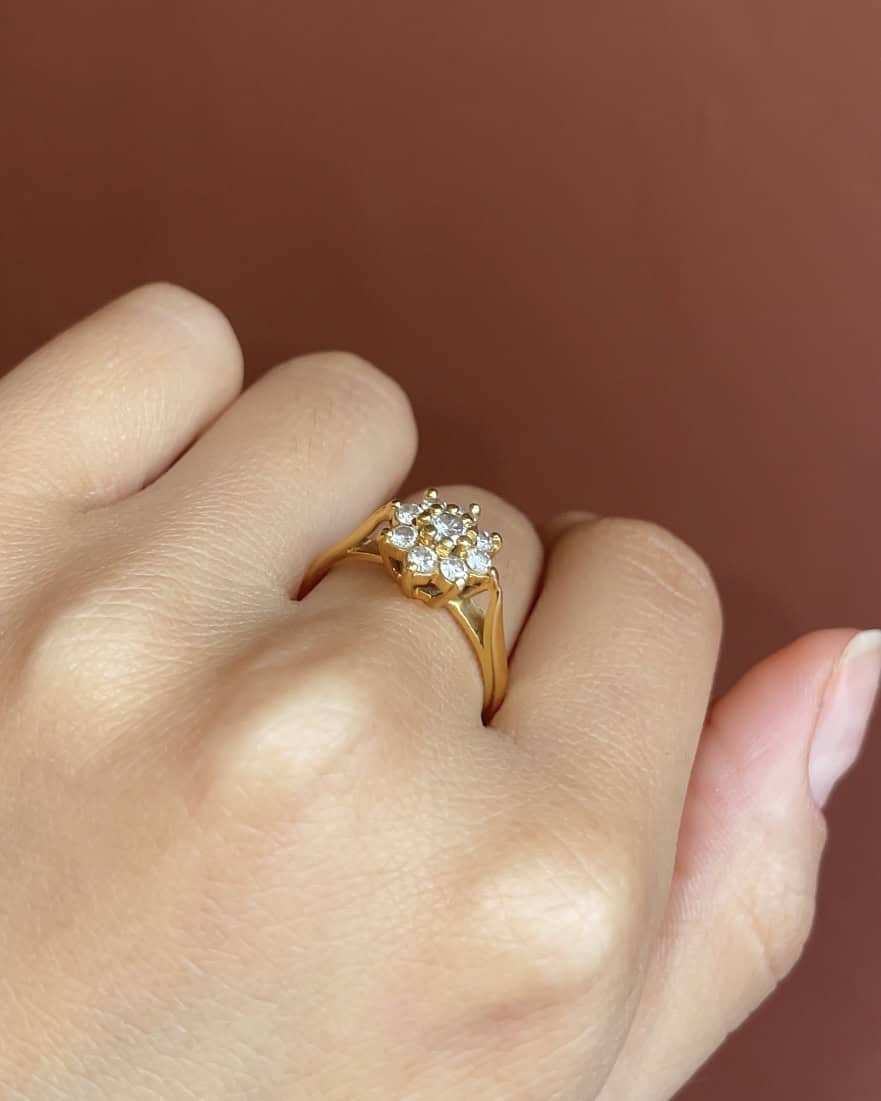 Bague Marguerite Vintage Diamants 0.32 carat &quot;Isabeau&quot; - Elliade Paris