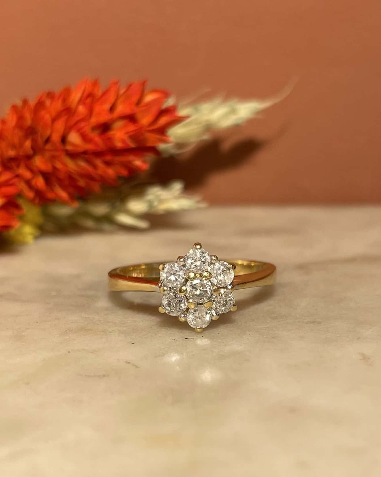 Bague Marguerite Vintage Diamants 0.60 carat "Qiana" - Elliade Paris