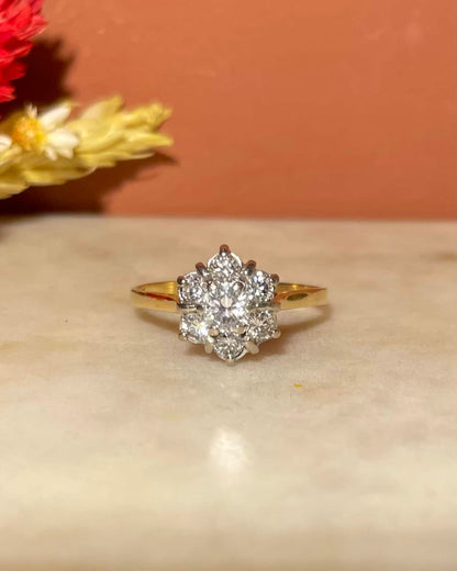 Bague Marguerite Vintage Diamants 0.75 carat &quot;Simone&quot; - Elliade Paris