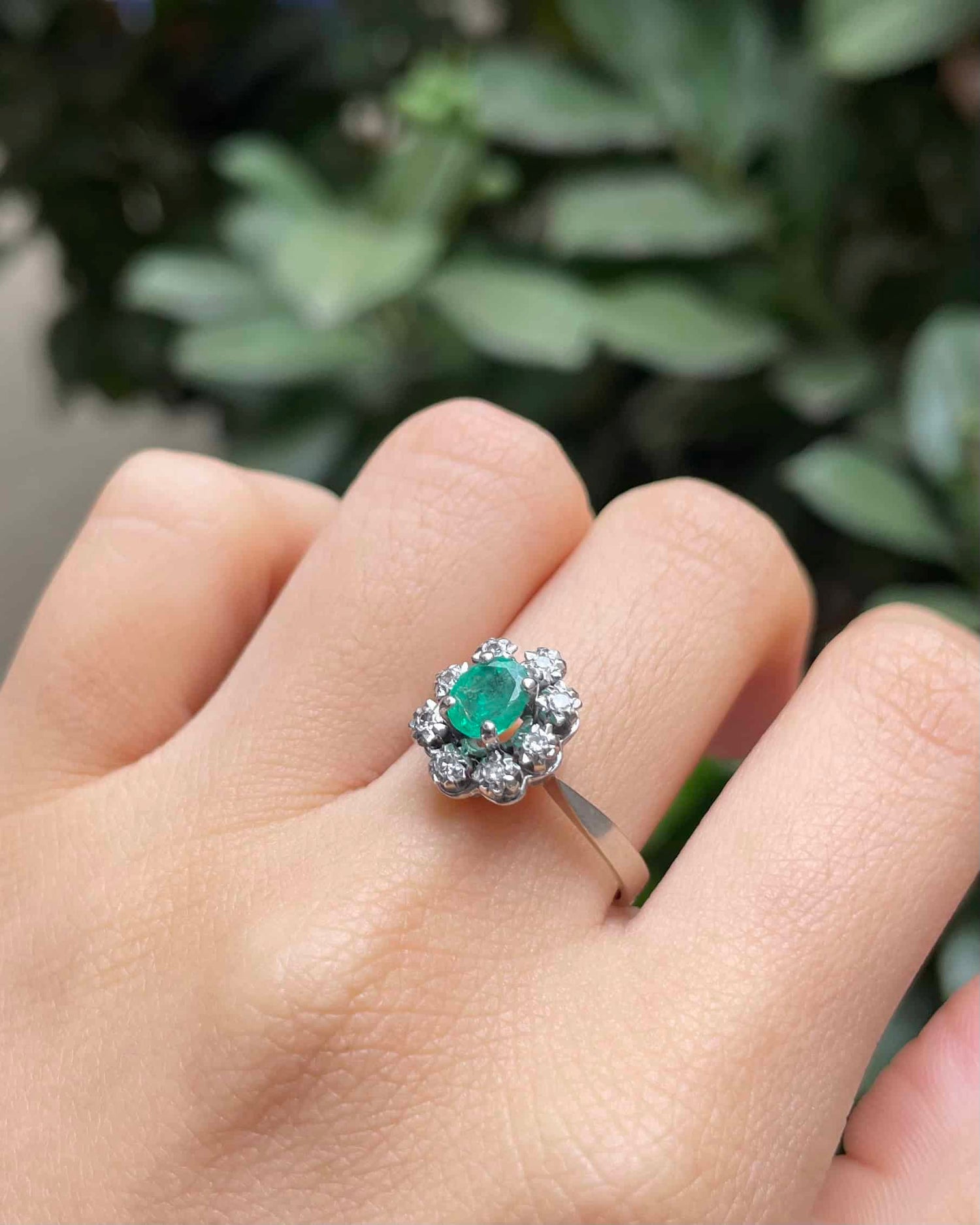 Bague Marguerite Émeraude 0.40 carat &amp; Diamants &quot;Maryam&quot;