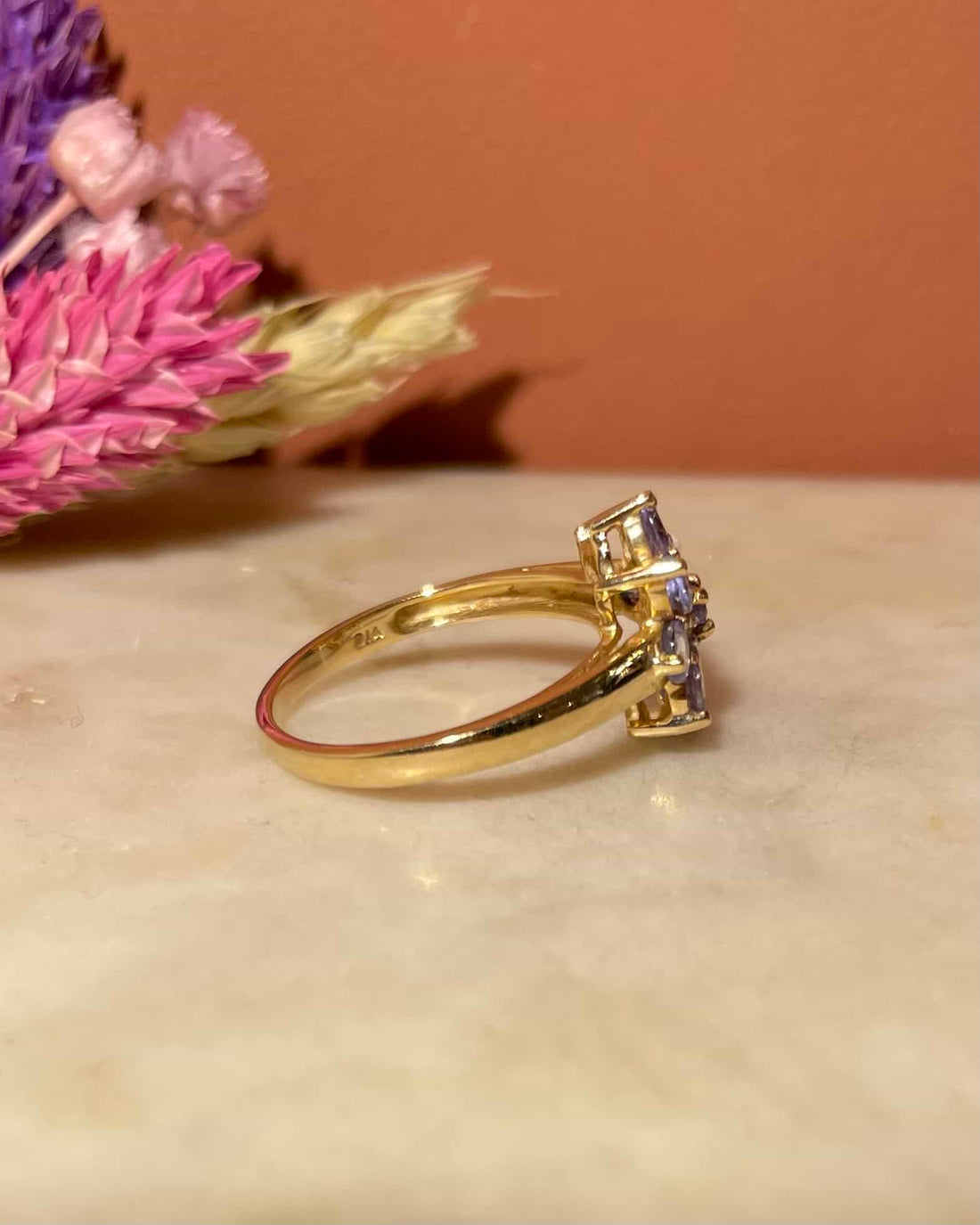 Bague Marguerite 9 Tanzanites &amp; 4 Diamants &quot;Orchidée&quot;