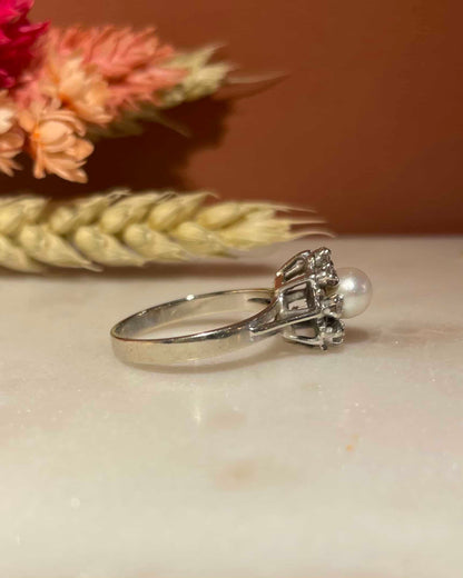Bague Marguerite Perle &amp; Diamants &quot;Kassidy&quot;