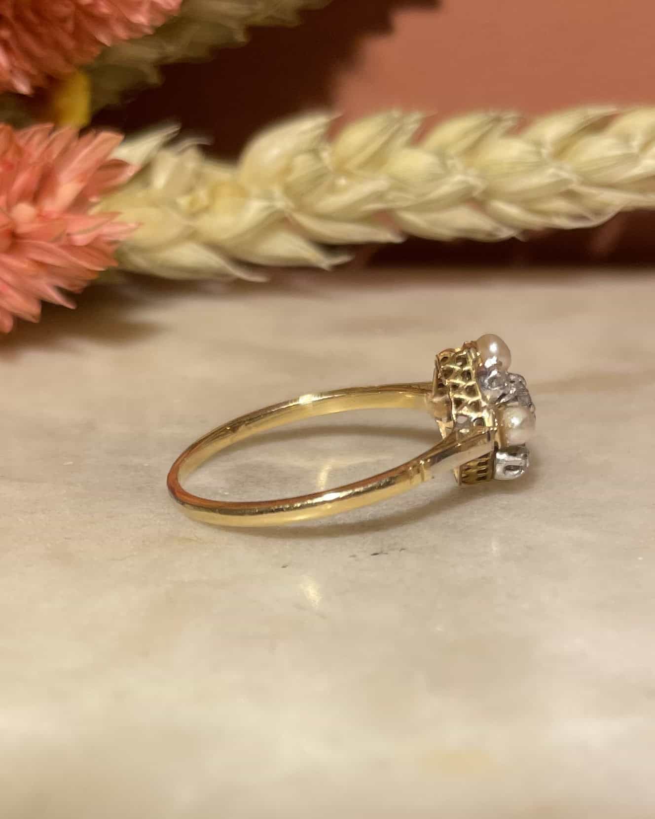 Bague Marguerite Perle &amp; Diamants "Océane"