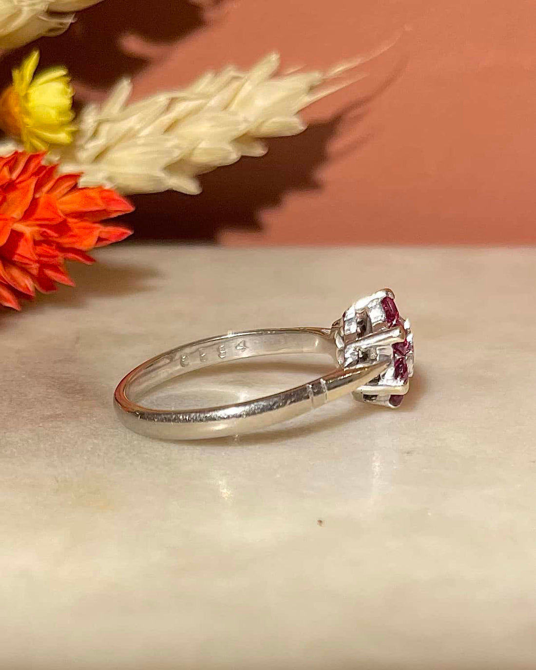 Bague Marguerite Rubis coeur Diamant &quot;Célène&quot;