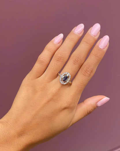 Bague Marguerite Saphir 0.55 carat &amp; Diamants &quot;Elise&quot;
