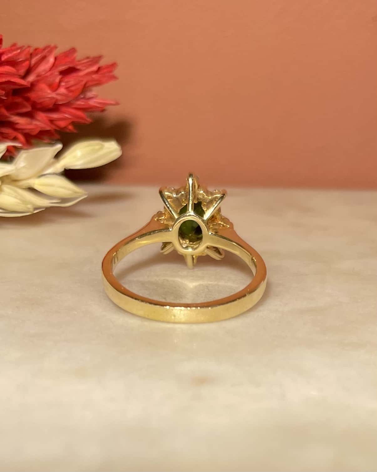 Bague Marguerite Tourmaline Verte &amp; Diamants "Sunniva"