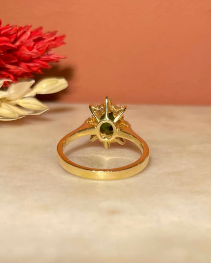 Bague Marguerite Tourmaline Verte &amp; Diamants &quot;Sunniva&quot;