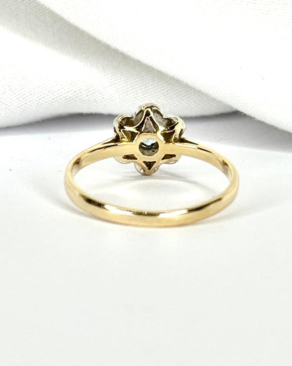 Bague Marguerite Zircon Bleu &amp; Diamants "Sabrina" - Elliade Paris
